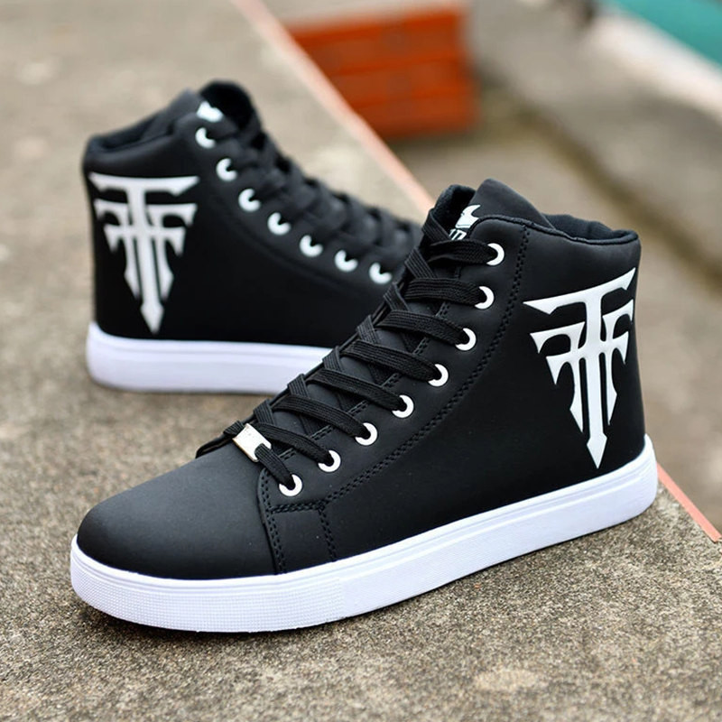 Madingi Vyriški sportbačiai Aukšti sportbačiai Vyriški Pu odiniai batai Teniso raišteliai Originalūs vulkanizuoti batai Lengvi vyriški laisvalaikio batai