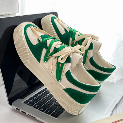 Green Comfort Canvas Shoes Free Shipping Mens Trainers Chunky Sneakers Mesh Shoes Low Up Skate Board Shoes Men Zapatillas Hombre