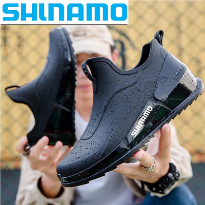 2023 Мъжки риболовни обувки Дъждовни ботуши Водоустойчиви ботуши за дъжд Водни обувки Външни неплъзгащи се леки удобни гумени обувки за газене