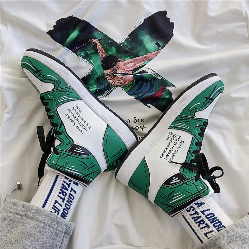 Rudens žiemos mada Žalia Vyriški Anime Batai Odiniai Batai Aukšti Vyriški Riedlentės Sportbačiai Vulkanizuoti Batai Zapatillas Skate