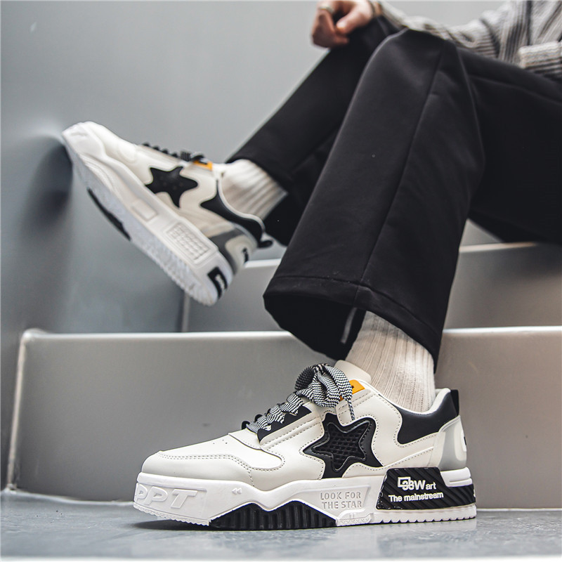 Mada Yellow Star Chunky Vyriški riedlentės sportbačiai Neslystantys kvėpuojantys vyriški laisvalaikio sportiniai batai Patogūs vyriški madingi sportbačiai