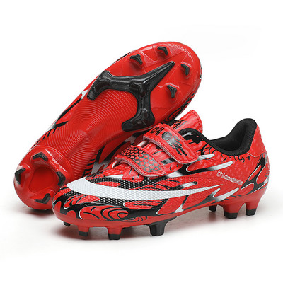 Karstā izpārdošana Zili sarkani FG/TF bērnu futbola zābaki āra Neslīdoši bezšņģīņu futbola apavi pusaudžiem Skolas kedas bērniem zēniem
