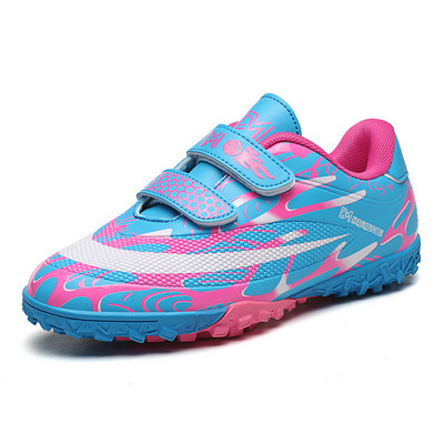 Karstā izpārdošana Zili sarkani FG/TF bērnu futbola zābaki āra Neslīdoši bezšņģīņu futbola apavi pusaudžiem Skolas kedas bērniem zēniem