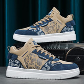 Harajuku Style Fashion Printed Riedlentės Batai Vyriški Patogūs Odiniai Riedlentės Batai Vyriški Suvarstomi Neslystūs sportbačiai su aukšta viršūne Vyriški