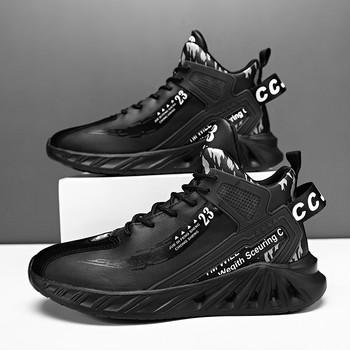 Ανδρικά πάνινα παπούτσια ψηλά παπούτσια μπάσκετ Μπότες για τρέξιμο Μόδα ελαφριά αθλητικά παπούτσια για τζόκινγκ Αναπνεύσιμα μαύρα παπούτσια για ανδρικά παπούτσια