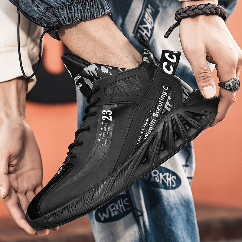 Magas felső Férfi Cipők Kosárlabda Cipők Futóbakancsok Divat Könnyű Kocogó Sportcipők Légáteresztő Fekete Kosár Lábbeli Férfi