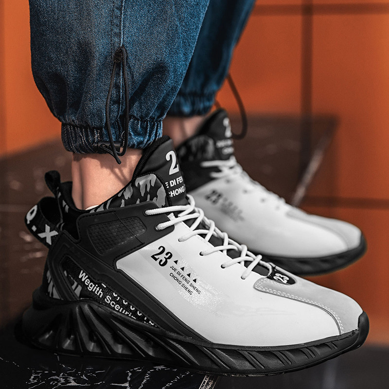 Magas felső Férfi Cipők Kosárlabda Cipők Futóbakancsok Divat Könnyű Kocogó Sportcipők Légáteresztő Fekete Kosár Lábbeli Férfi