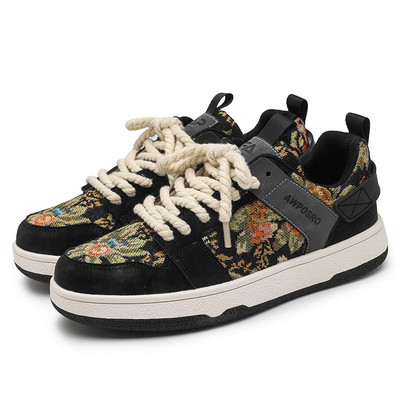 2022-es divatnyomtatott gördeszkacipők férfi mélyen dekoltált platós férfi vászoncipők tervezői pár lapos, vulkanizált cipők, női