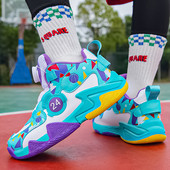 Bērnu kedas Augstas Top Bērnu Basketbola Apavi Ādas Neslīdoši Meiteņu Sporta Apavi Gumijas Bērnam Zēnam Meitenēm Trenažierim Grozu zābakiem