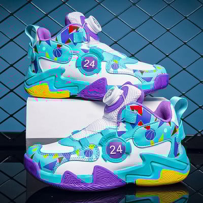 Bērnu kedas Augstas Top Bērnu Basketbola Apavi Ādas Neslīdoši Meiteņu Sporta Apavi Gumijas Bērnam Zēnam Meitenēm Trenažierim Grozu zābakiem