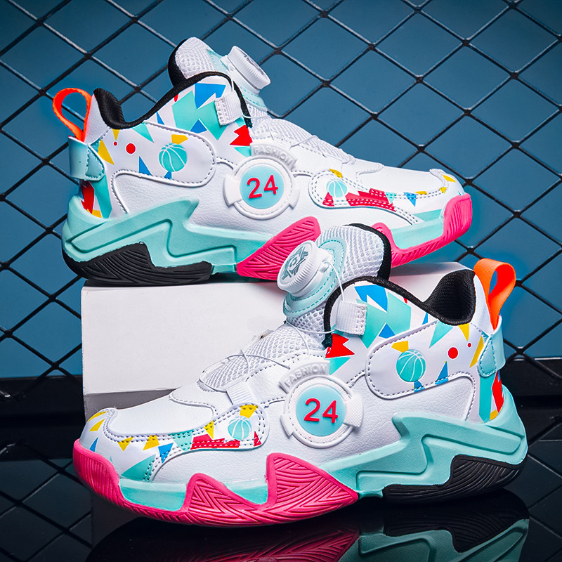 Bērnu kedas Augstas Top Bērnu Basketbola Apavi Ādas Neslīdoši Meiteņu Sporta Apavi Gumijas Bērnam Zēnam Meitenēm Trenažierim Grozu zābakiem