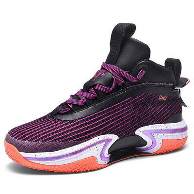 Férfi kosárlabda tornacipő párnázott férfi sportcipő kültéri lila tornacipő magas felső férfi csúszásmentes tornacipő kosárlabdához
