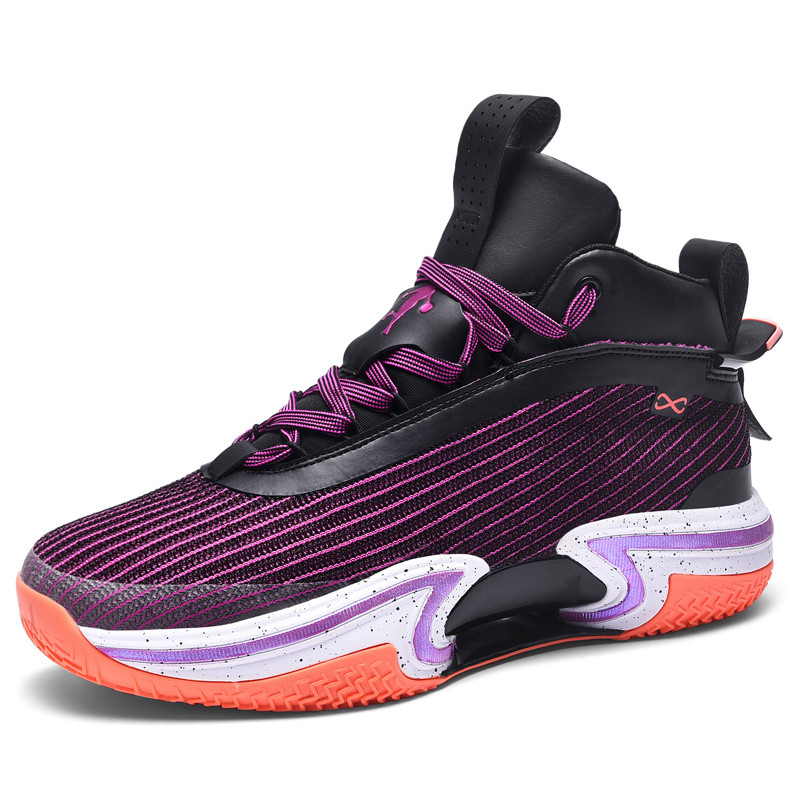 Férfi kosárlabda tornacipő párnázott férfi sportcipő kültéri lila tornacipő magas felső férfi csúszásmentes tornacipő kosárlabdához