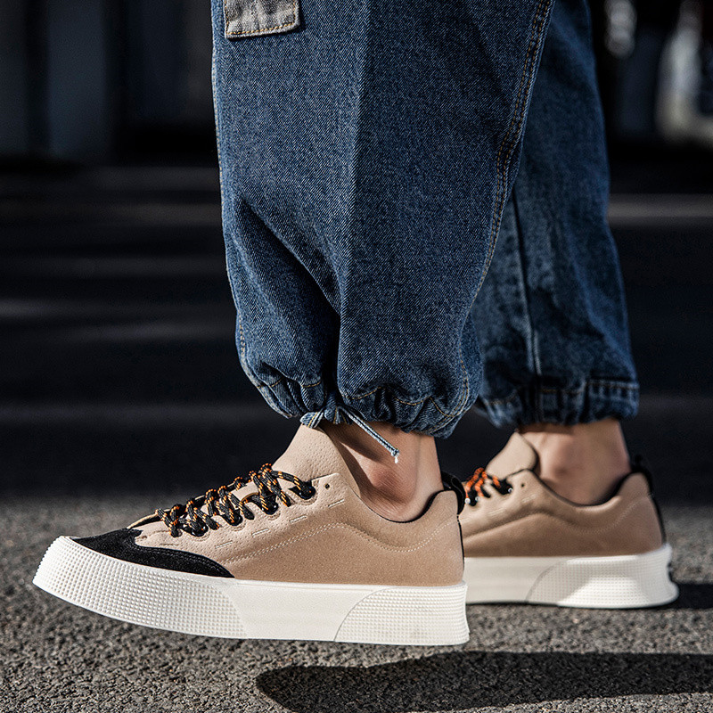 Madala lõikega hingav vabaaja meeste jalanõud kummitald Harajuku roheline lamedad rulajalatsid Meeste moeplatvorm, lõuend, tossud, meeste