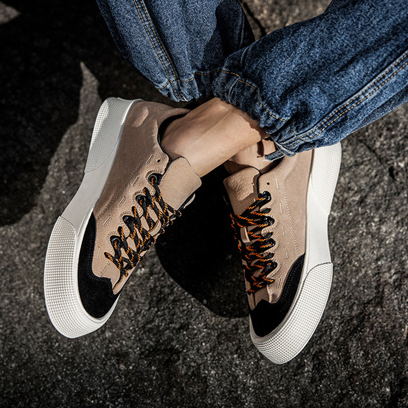 Madala lõikega hingav vabaaja meeste jalanõud kummitald Harajuku roheline lamedad rulajalatsid Meeste moeplatvorm, lõuend, tossud, meeste