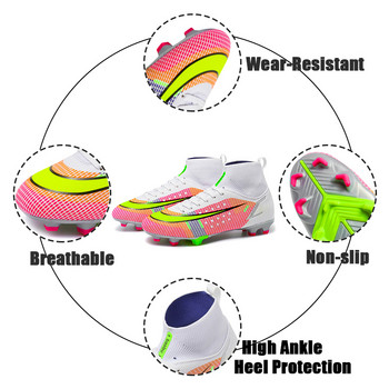 Νέα ροζ ανδρικά παπούτσια ποδοσφαίρου για ενήλικες παιδικά TF/FG Μποτάκια ποδοσφαίρου ψηλά στον αστράγαλο με σχισμές προπόνηση σε εξωτερικό χώρο Αθλητικά αθλητικά παπούτσια ποδοσφαίρου Μακριά μποτάκια