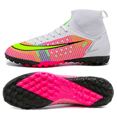 Nauji rožiniai vyriški futbolo bateliai suaugusiems, TF/FG, futbolo batai aukštomis kulkšnimis.