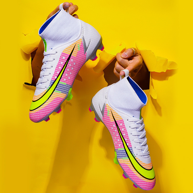 Nauji rožiniai vyriški futbolo bateliai suaugusiems, TF/FG, futbolo batai aukštomis kulkšnimis.