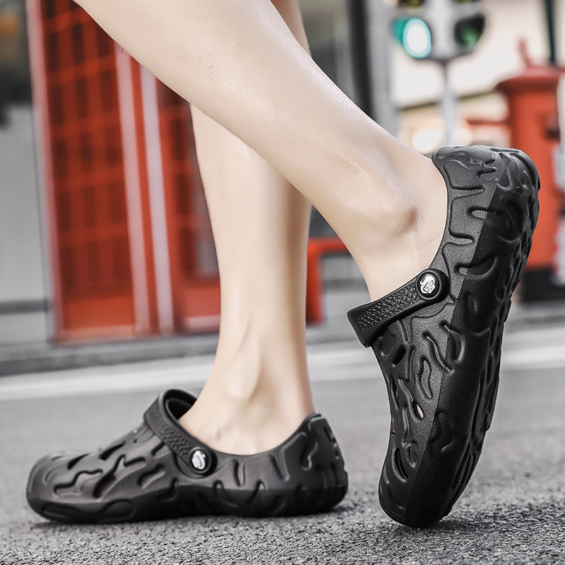 Madingi vyriški sandalai, lengvi EVA, laisvalaikio su skylutėmis avalynė, vyriškos klumpės, mėgėjai, namų sodas, 2023 m. lauko vasaros paplūdimio plokščios vyriškos šlepetės