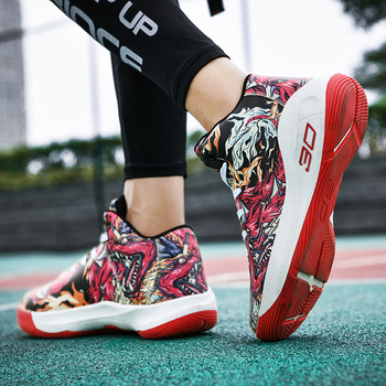 Високи мъжки баскетболни обувки Платформени дамски спортни обувки Модни щамповани баскетболни маратонки Superstar Унисекс обувки за кош