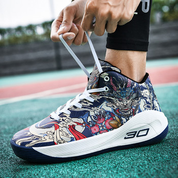Високи мъжки баскетболни обувки Платформени дамски спортни обувки Модни щамповани баскетболни маратонки Superstar Унисекс обувки за кош