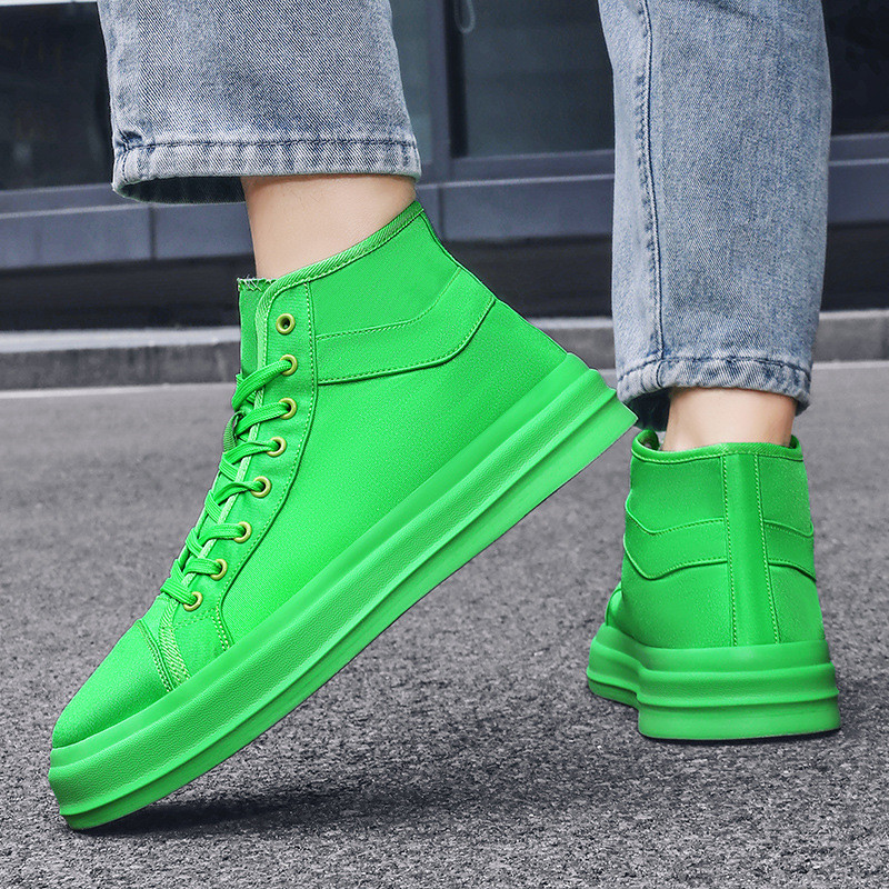 Izmērs 36-46 Fashion Green vīriešu skeitborda apavi Audekla augstas augšdaļas sporta apavi vīriešiem, vieglas, elpojošas, lielas sporta čības vīriešiem