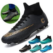 Vyriški futbolo bateliai suaugusiems vaikams FG futbolo batai aukštai kulkšnies aukštai kulkšnies futbolo batai su žolės treniruokliu Sportinė avalynė Ilgi spygliai lauko futbolo bateliai