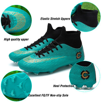 Ανδρικά παπούτσια ποδοσφαίρου για ενήλικες παιδικά FG Μπότες ποδοσφαίρου ψηλά στον αστράγαλο Σιέτες γρασίδι Προπόνηση Αθλητικά υποδήματα Μακριές αιχμές Υπαίθρια παπούτσια ποδοσφαίρου