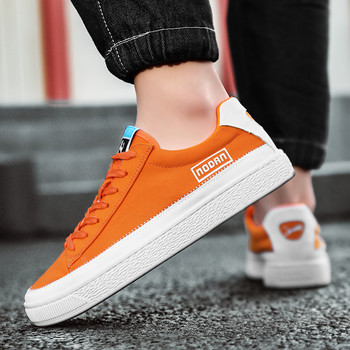 Μόδα πορτοκαλί επίπεδα ανδρικά αθλητικά παπούτσια από καμβά Ανδρικά αθλητικά παπούτσια με χαμηλή κοπή Ανδρικά αθλητικά παπούτσια Skateboard Άνετα Ανθεκτικά στη φθορά