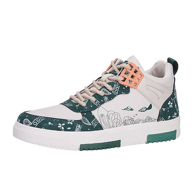 Karstā izpārdošana Augstas platformas skeitborda apavi vīriešiem Modes apdrukāti ikdienas sporta apavi Vīriešiem jaunas ādas vīriešu skeitborda kedas