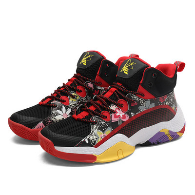 Jaunas augstākās kvalitātes sarkanas basketbola apavi sieviešu sieta elpojošas vīriešu sarkanas kedas Profesionālas vīriešu basketbola apavi ar augstu augšdaļu
