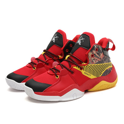 Jaunas augstākās kvalitātes sarkanas basketbola apavi sieviešu sieta elpojošas vīriešu sarkanas kedas Profesionālas vīriešu basketbola apavi ar augstu augšdaļu
