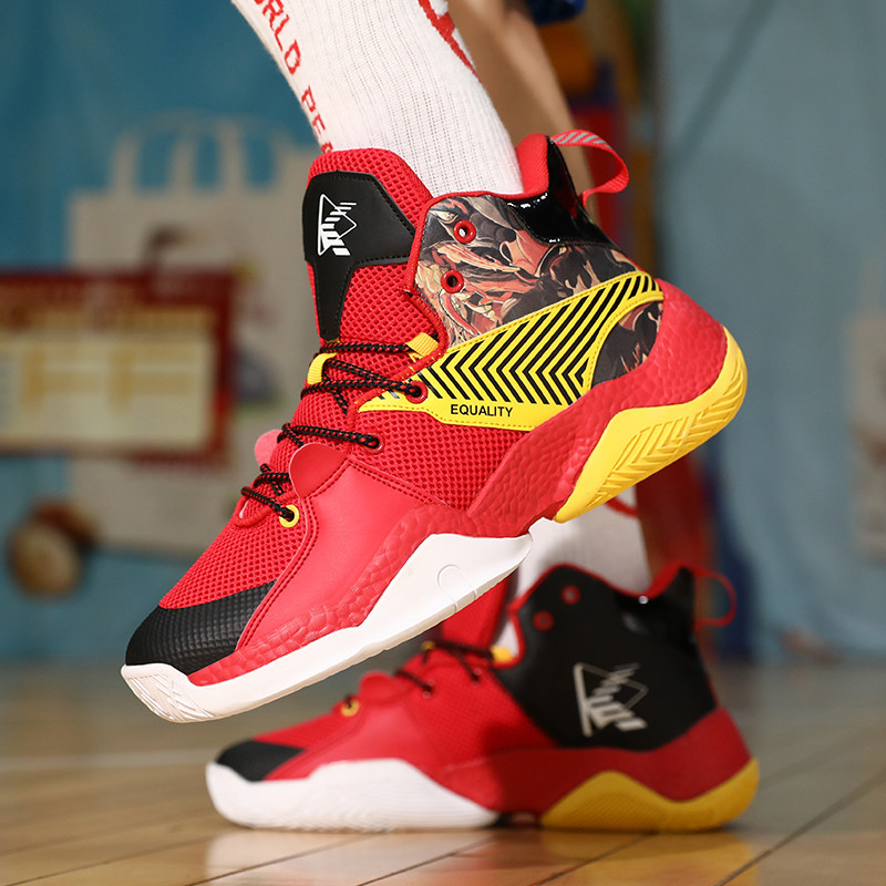 Jaunas augstākās kvalitātes sarkanas basketbola apavi sieviešu sieta elpojošas vīriešu sarkanas kedas Profesionālas vīriešu basketbola apavi ar augstu augšdaļu