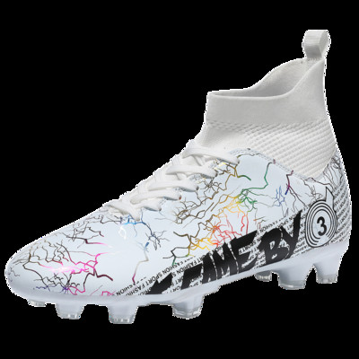 Felnőtt professzionális AG/TF futballcipők csúszásmentes, hosszú tüskés futballcipők fiatal gyerekeknek, magas bokával ellátott, füves futballcipők