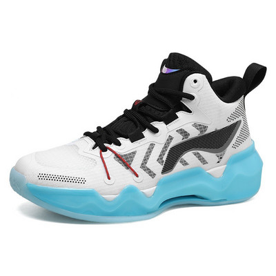 Narancssárga professzionális férfi kosárlabda tornacipő Légáteresztő kopáscsillapító magas szárú sportcipő kosárlabdához férfi tervezői cipő márka