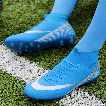 Sepatu Sepak Bola Luar Ruangan Pria Sepatu Bot Sepak Bola Turf Atas Tinggi Sol Tahan Aus Sepatu Latihan Kontrol Ditingkatkan