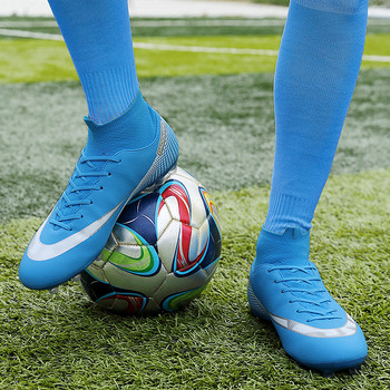 Sepatu Sepak Bola Luar Ruangan Pria Sepatu Bot Sepak Bola Turf Atas Tinggi Sol Tahan Aus Sepatu Latihan Kontrol Ditingkatkan