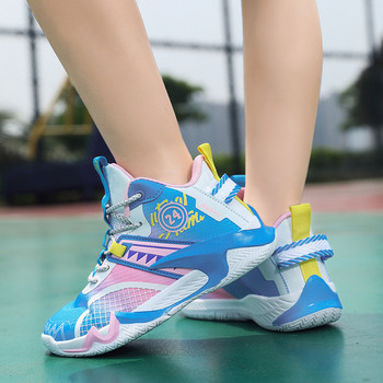 Детски маратонки Момчета Баскетболни обувки за деца Високи маратонки Устойчиви на износване Детски спортни обувки Момче Неплъзгащи се баскетболни обувки
