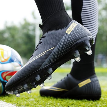 Горещи разпродажби Футболни обувки с високи глезени Мъжки нехлъзгащи се футболни обувки AG/TF Големи размери 47 Черни футболни бутонки Футболни маратонки Мъжки