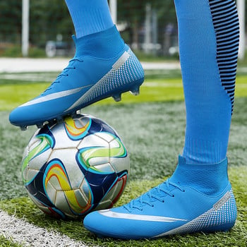 Горещи разпродажби Футболни обувки с високи глезени Мъжки нехлъзгащи се футболни обувки AG/TF Големи размери 47 Черни футболни бутонки Футболни маратонки Мъжки
