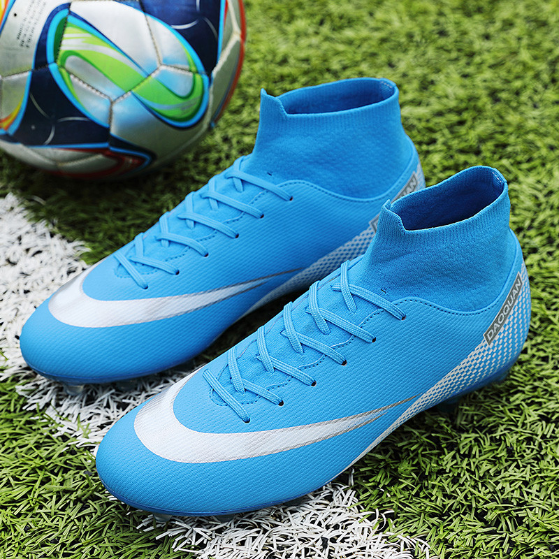 Karstā izpārdošana, vīriešu futbola apavi ar augstu potīti, neslīdoši āra AG/TF futbola zābaki, lieli 47 izmēri, melni futbola apavi, futbola apavi vīriešiem