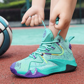 Gyermek magas szárú kosárlabdacipők gyerekeknek csúszásmentes párnázó sportcipők vastag talpú kültéri fiú iskolai kosárlabdacipők