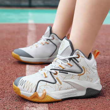 Детски високи баскетболни обувки за деца Неплъзгащи се омекотяващи спортни обувки Дебела подметка Училищни баскетболни обувки за момчета