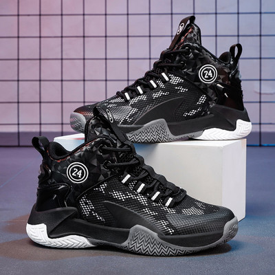 Gyermek magas szárú kosárlabdacipők gyerekeknek csúszásmentes párnázó sportcipők vastag talpú kültéri fiú iskolai kosárlabdacipők