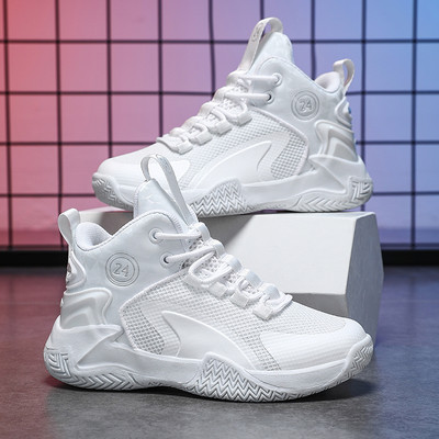 Gyermek magas szárú kosárlabdacipők gyerekeknek csúszásmentes párnázó sportcipők vastag talpú kültéri fiú iskolai kosárlabdacipők