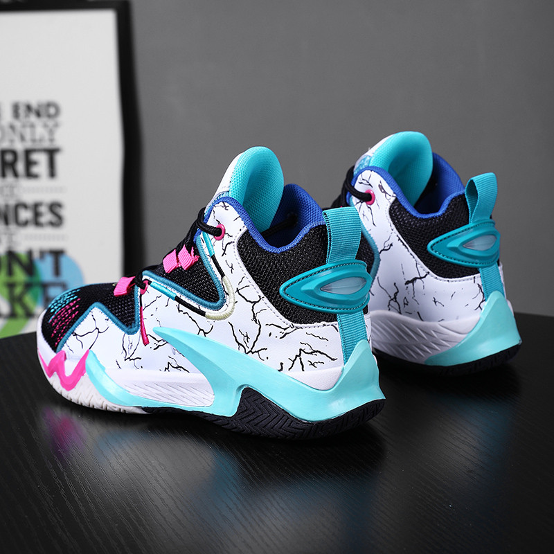 Gyermek magas szárú kosárlabdacipők gyerekeknek csúszásmentes párnázó sportcipők vastag talpú kültéri fiú iskolai kosárlabdacipők