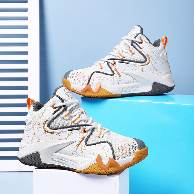 Gyermek magas szárú kosárlabdacipők gyerekeknek csúszásmentes párnázó sportcipők vastag talpú kültéri fiú iskolai kosárlabdacipők