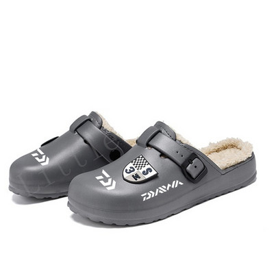 Daiwa Makšķerēšana Vīriešu Čības PU Sandales Siltas Iekštelpu Apavi Mode Āra Sports Neslīdošs Vīriešu Mājas Ziemas Čības