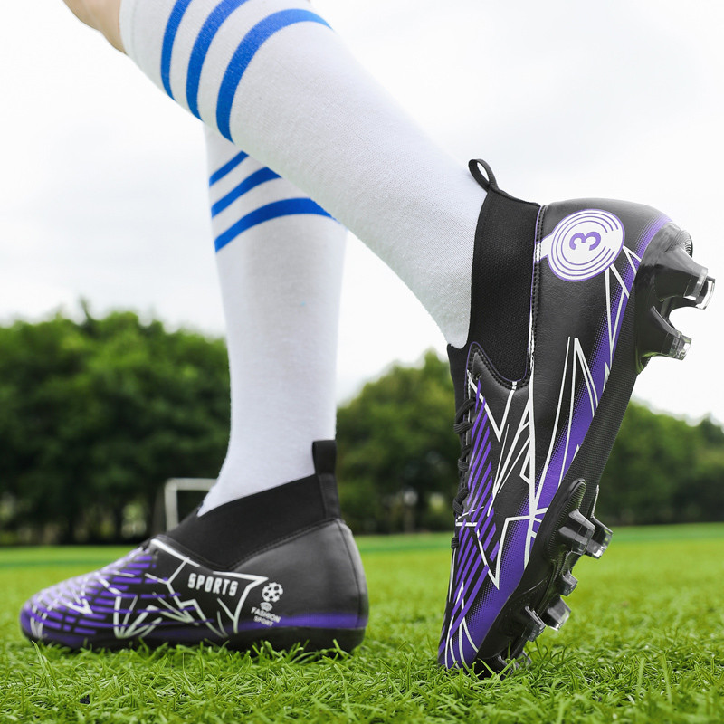 Új lila professzionális uniszex futballkapcsok férfi FG/TF futballcipők gyermek műfüves futballcipők nagy méretű 31-48