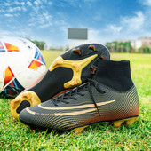 Āra Melns Zelta Futbola Zābaki Vīriešu Kronšteini Elpojošas Augstas zeķes Kurpes Smailes Apavi Vīriešu Sports Futbols Chaussure de foot